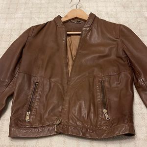 Massimo Dutti Brown Leather Jacket